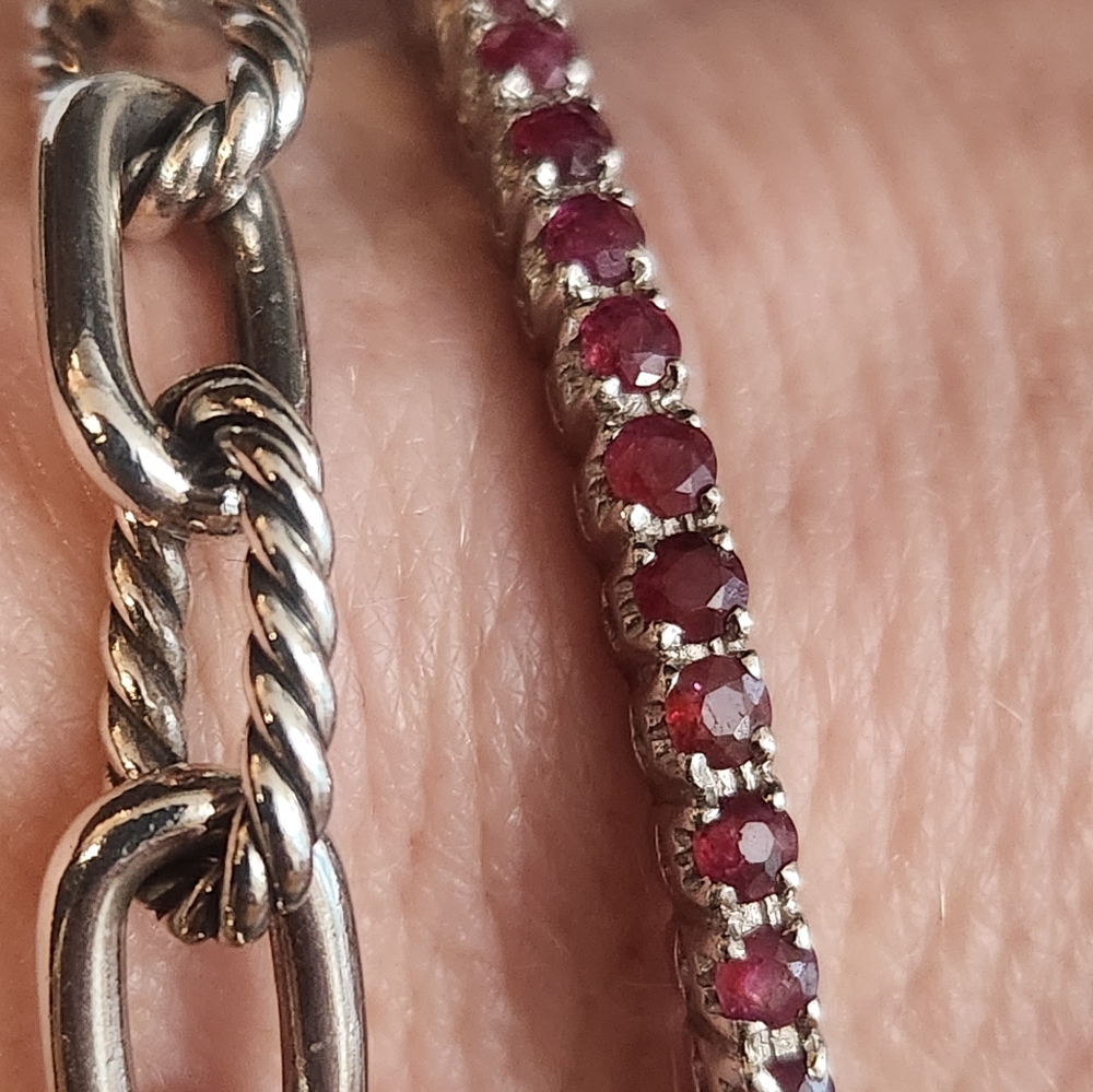Genuine Ruby Sterling Bangle Bracelet - image 2